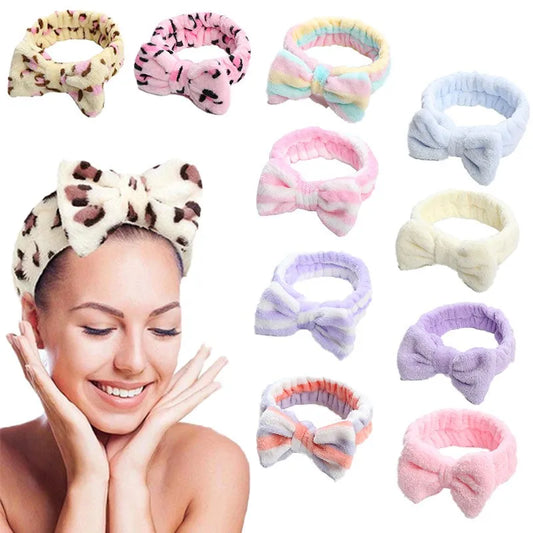 Women Makeup Coral Fleece Headband Wash Face Soft Hair Holder Elastic Top Knot Hairbands Girl Headwear Beauty Skin Care Tools