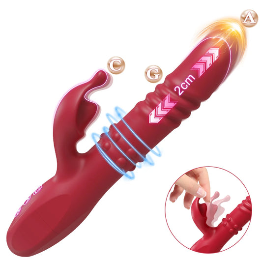 Rabbit Vibrator For Women Powerful G Spot Telescopic Rotating Clitoris Vagina Stimulator Female Masturbator For Adult Sexy Toys